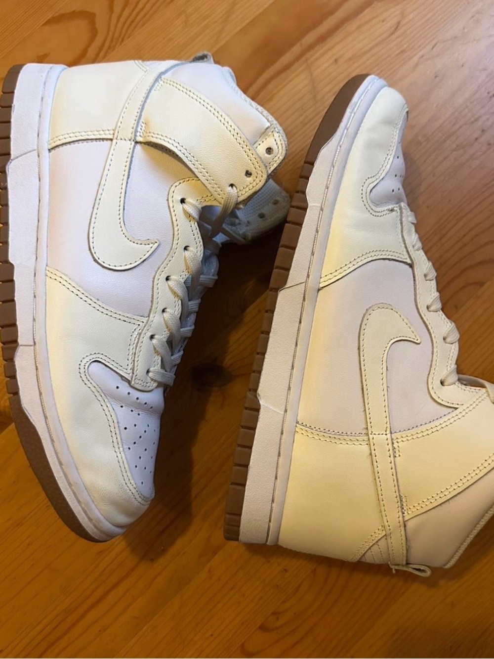 Nike High-Top Sneakers in Cream and Gum